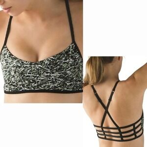 NWOT Lululemon Desert Olive Green‎ Black Ripple Hot Spell Cage Sports Bra- Sz 10